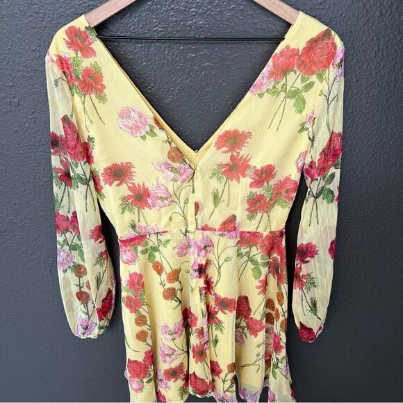 NWT Revolve x BB Dakota Botanical Bae Dress in Yellow Iris | Size 8 - Picture 4 of 12